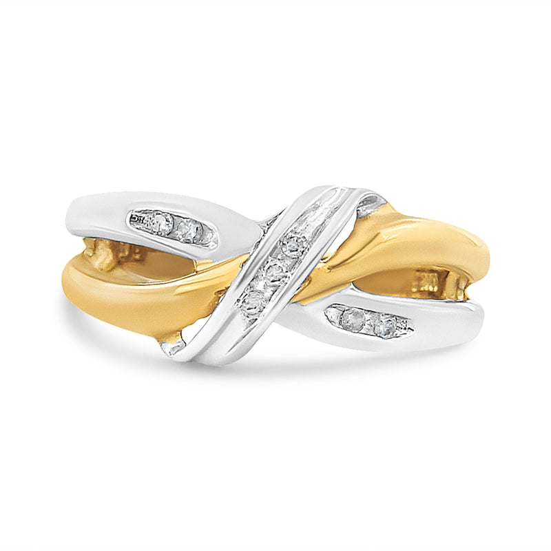 Bids.com 10K Yellow and White Gold 1/20 Cttw Round-Cut Diamond Bypass Ring (I2 Color, I-J Clarity) Rings