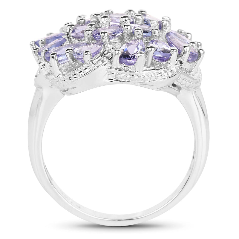 Bids.com 3.35 Carat Genuine Tanzanite .925 Sterling Silver Ring Rings
