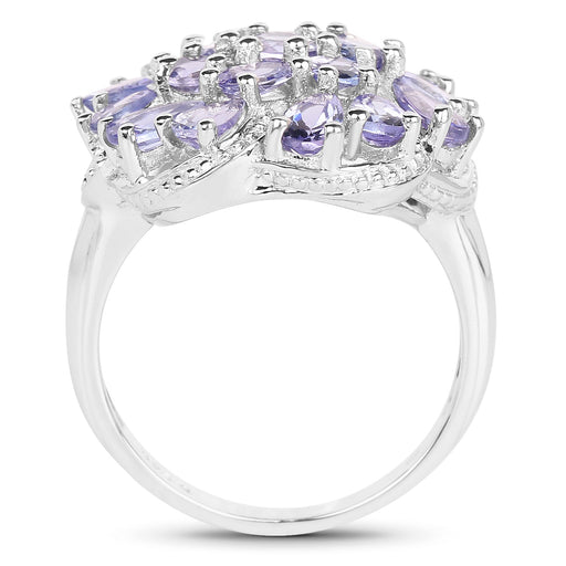 Bids.com 3.35 Carat Genuine Tanzanite .925 Sterling Silver Ring Rings