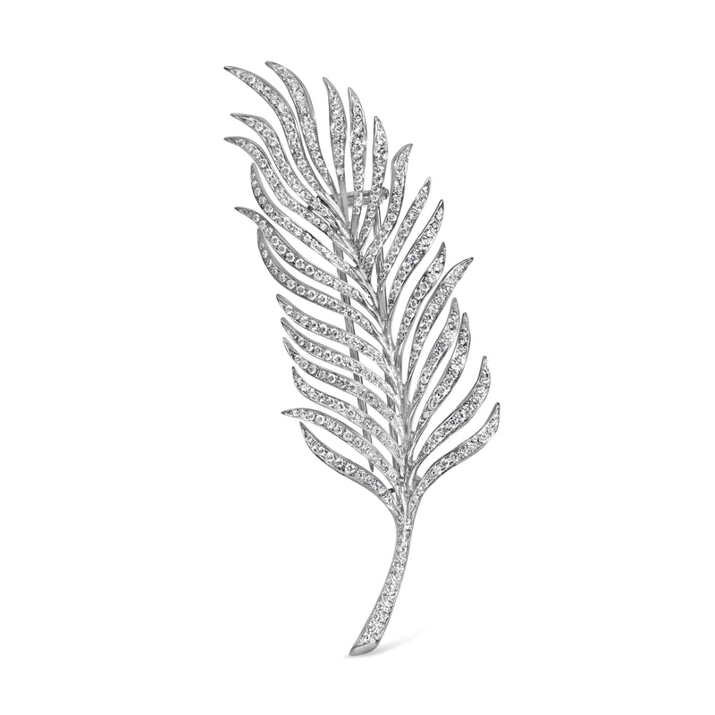 Bids.com 18K White Gold 2 7/8 Cttw Diamond Feather Brooch Pin (G-H Color, VS1-VS2 Clarity) Accessories