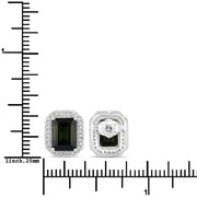 Bids.com 3.57 Carat Genuine Green Tourmaline and White Diamond 14K White Gold Earrings Earrings