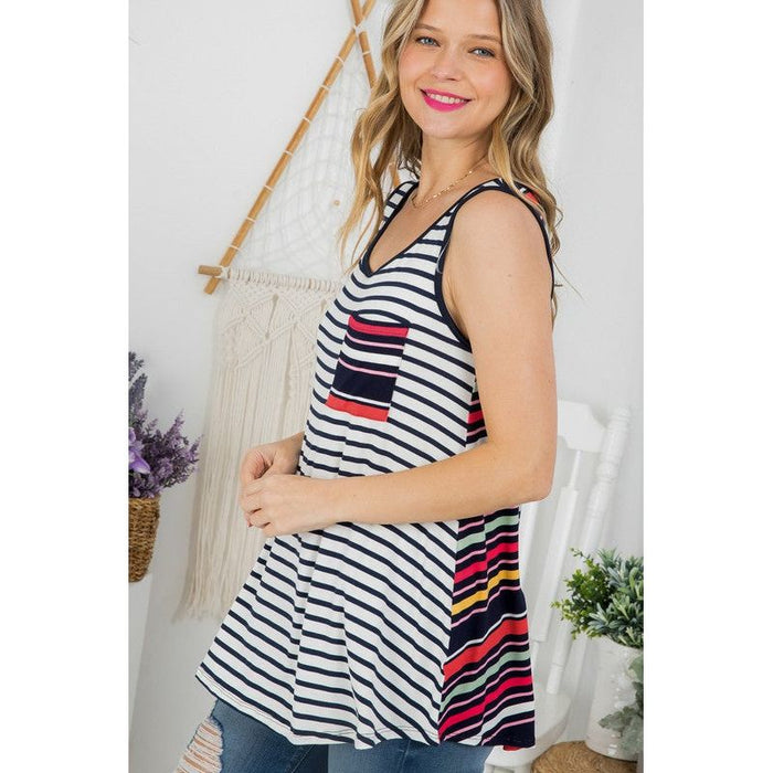 Plus Mixed Stripe Tank Top