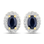 Bids.com 1.96 Carat Genuine Black Blue Sapphire and White Topaz .925 Sterling Silver Jewelry Set Jewelry Sets