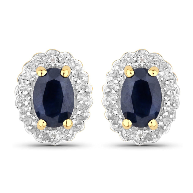 Bids.com 1.96 Carat Genuine Black Blue Sapphire and White Topaz .925 Sterling Silver Jewelry Set Jewelry Sets