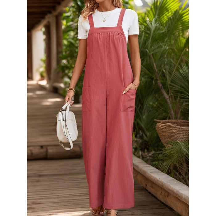 Square Neck Wide Strap Overalls