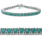 Bids.com 7.48 Carat Genuine Emerald .925 Sterling Silver Bracelet Bracelets