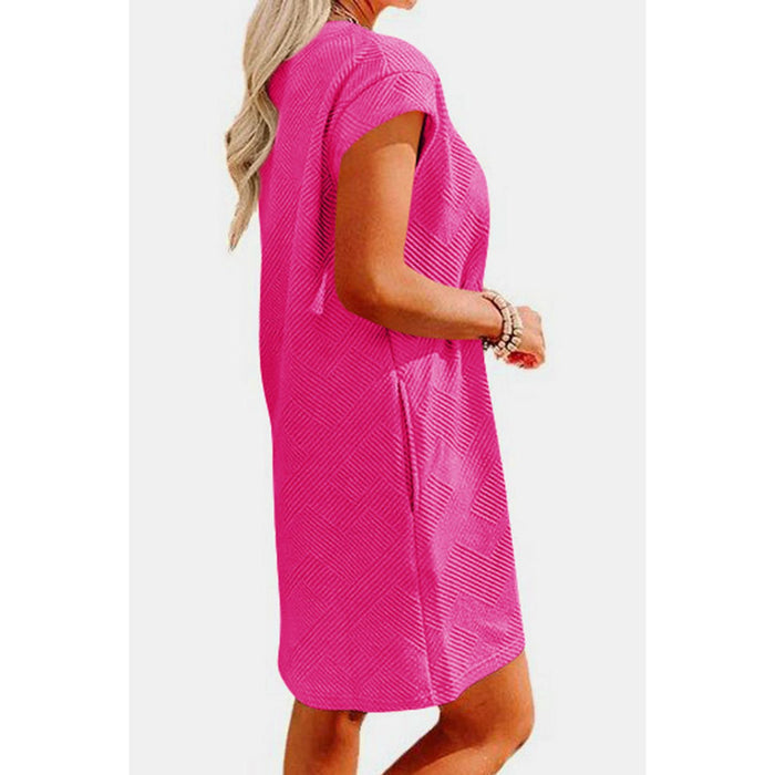 Textured Round Neck Cap Sleeve Dress