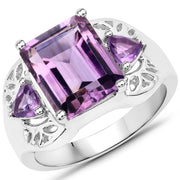 Bids.com 4.30 Carat Genuine Amethyst .925 Sterling Silver Ring Rings