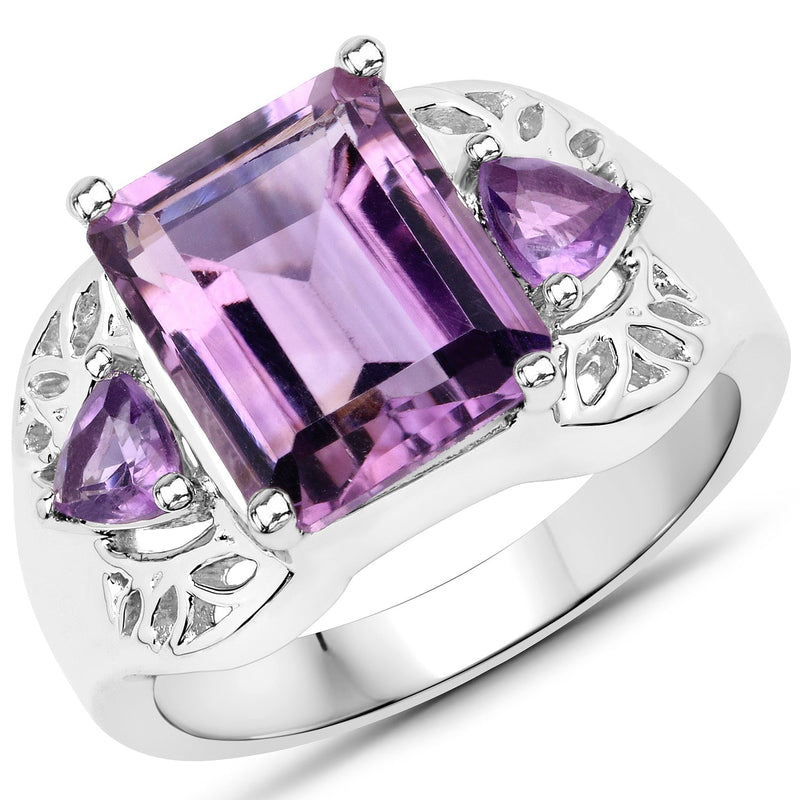 Bids.com 4.30 Carat Genuine Amethyst .925 Sterling Silver Ring Rings