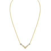 Bids.com 14K Yellow and White Gold 1/4 Cttw Princess Cut Diamond Channel-Set â€œVâ€ Shape 18" Pendant Necklace (H-I Color, SI2-I1 Clarity) Necklaces