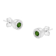 Bids.com .925 Sterling Silver 1/5 Cttw Round Brilliant-Cut Green Diamond Miracle-Set Stud Earrings (Fancy Color-Enhanced, I1-I2 Clarity) Earrings