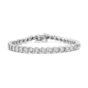 Bids.com 14K Rose Gold Plated .925 Sterling Silver 1/4 Cttw Diamond Round Miracle Plate and "S" Link Tennis Bracelet (I-J Color, I2- I3 Clarity) - 7" Bracelets
