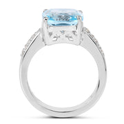 Bids.com 4.62 Carat Genuine Blue Topaz and White Topaz .925 Sterling Silver Ring Rings