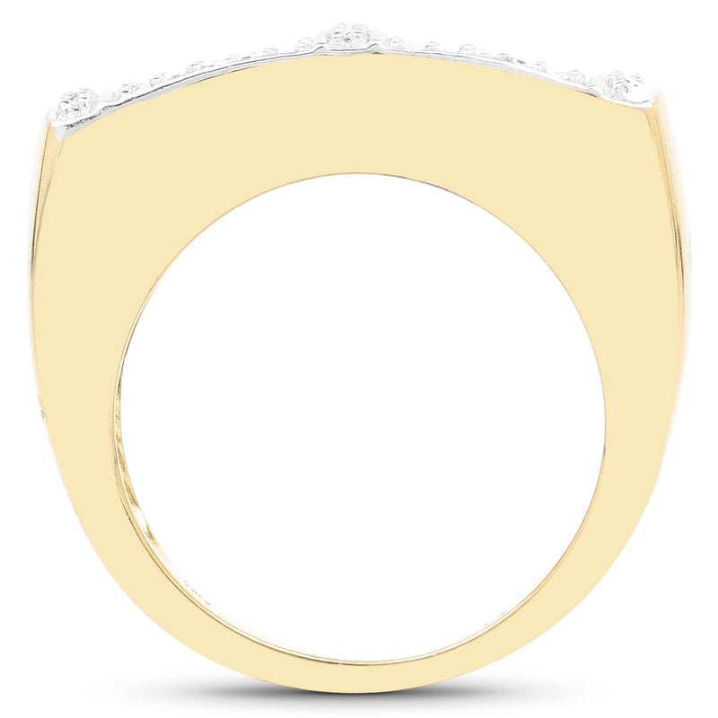 Bids.com 14K Yellow Gold Plated 0.25 Carat Genuine White Diamond .925 Sterling Silver Ring Rings