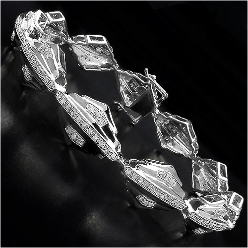 Bids.com 14K Yellow Gold Plated 1.07 Carat Genuine White Diamond Sterling Silver Bracelet Bracelets