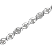 Bids.com Sterling Silver Diamond Cluster Link Bracelet (1 cttw, I-J Color, I2-I3 Clarity) Bracelets