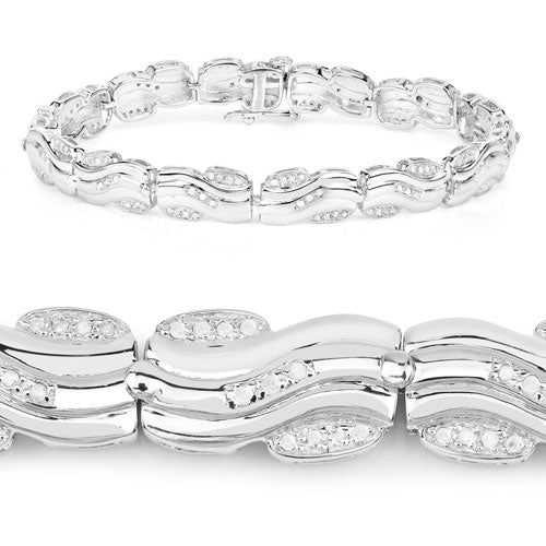Bids.com 0.84 Carat Genuine White Diamond .925 Sterling Silver Bracelet Bracelets