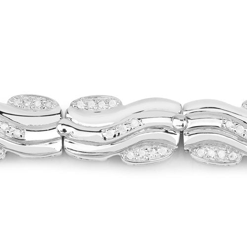 Bids.com 0.84 Carat Genuine White Diamond .925 Sterling Silver Bracelet Bracelets