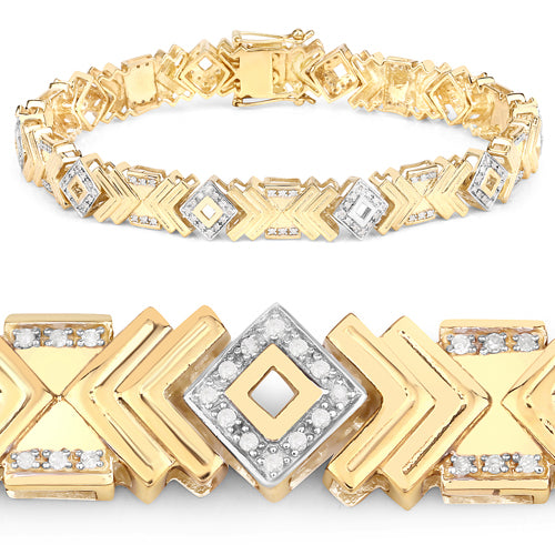 Bids.com 0.98 Carat Genuine White Diamond .925 Sterling Silver Bracelet Bracelets