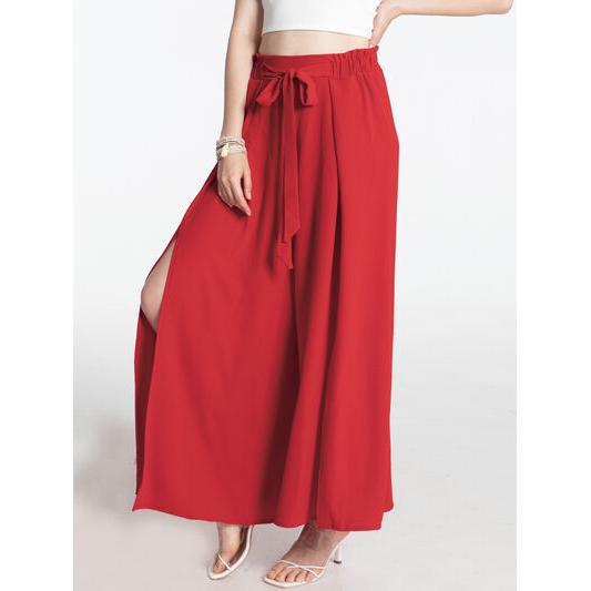 Tied Slit Wide Leg Pants