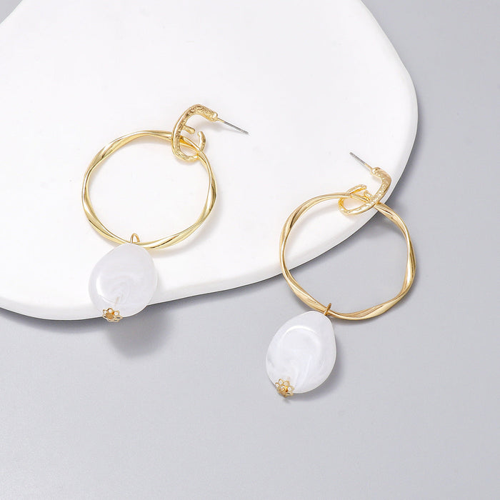 Alloy & Rhinestone Hoop Drop Earrings