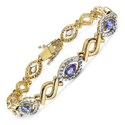 Bids.com 14K Yellow Gold Plated 3.08 Carat Genuine Tanzanite .925 Sterling Silver Bracelet Bracelets