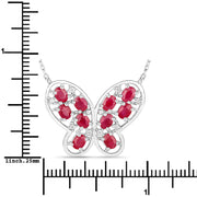 Bids.com 2.36 Carat Genuine Ruby and White Zircon .925 Sterling Silver Necklace Necklaces