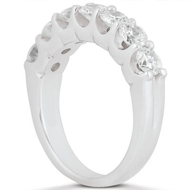 Bids.com 14k White Gold Diamond Scalloped Shared U Prong Setting Wedding Ring Band Rings
