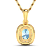 Bids.com 1.35 Carat Genuine Aquamarine and White Diamond 14K Yellow Gold Pendant Pendants