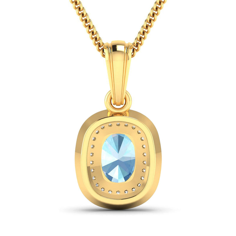 Bids.com 1.35 Carat Genuine Aquamarine and White Diamond 14K Yellow Gold Pendant Pendants