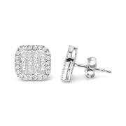 Bids.com 10K White Gold Invisible Set 1/2 Cttw Diamond Composite and Halo Stud Earrings (H-I Color, I1-I2 Clarity) Earrings