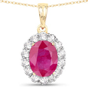 Bids.com 2.56 Carat Genuine Burma Ruby and White Diamond 18K Yellow Gold Pendant Pendants