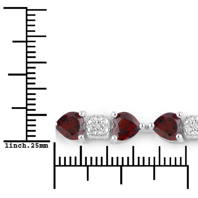 Bids.com 11.10 Carat Genuine Garnet and White Diamond .925 Sterling Silver Bracelet Bracelets