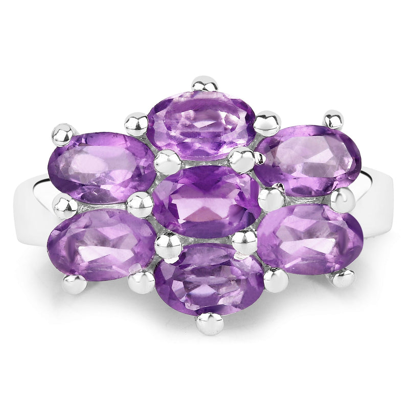 Bids.com 3.01 Carat Genuine  Amethyst .925 Sterling Silver Ring Rings