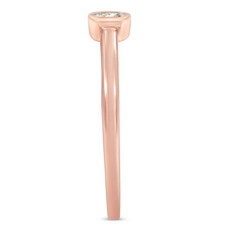 Bids.com 14K Rose Gold Plated .925 Sterling Silver 1/20 Carat Diamond Square Cushion-Shaped Miracle Set Petite Fashion Promise Ring (J-K Color, I1-I2 Clarity) - Size 6 Rings