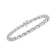 Bids.com .925 Sterling Silver 1 cttw Brilliant Round-Cut Diamond "X" Link Bracelet (I-J Clarity, I2-I3 Color) - Size 7" Bracelets