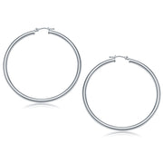 Bids.com 14k White Gold Polished Hoop Earrings (50 mm) Earrings