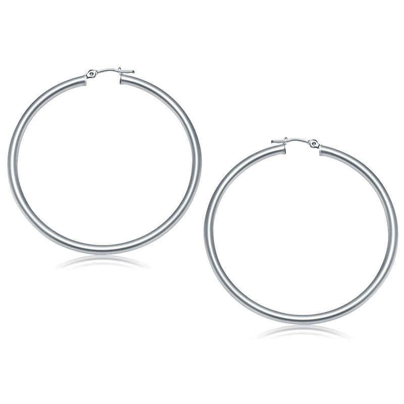 Bids.com 14k White Gold Polished Hoop Earrings (50 mm) Earrings
