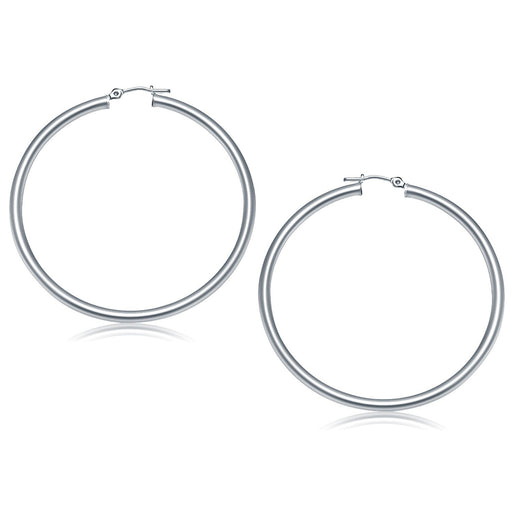 Bids.com 14k White Gold Polished Hoop Earrings (50 mm) Earrings
