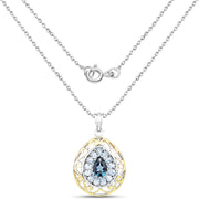 Bids.com 18K Yellow Gold Plated 4.44 Carat Genuine London Blue Topaz and Blue Topaz .925 Sterling Silver Pendant Pendants