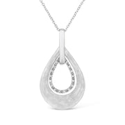 Bids.com .925 Sterling Silver Prong-Set Diamond Accent Fashion Double Drop Design 18" Pendant Necklace (I-J Color, I1-I2 Clarity) Necklaces