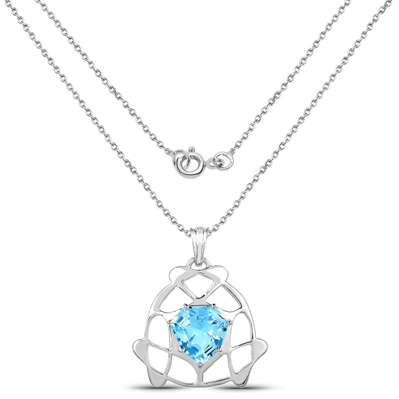 Bids.com 11.50 Carat Genuine Swiss Blue Topaz .925 Sterling Silver Pendant Pendants