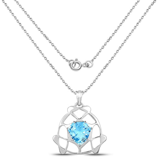 Bids.com 11.50 Carat Genuine Swiss Blue Topaz .925 Sterling Silver Pendant Pendants