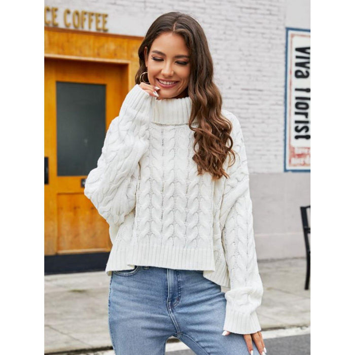 Turtle Neck Cable-Knit Sweater