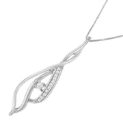 Bids.com Espira 10K White Gold Round Diamond Accented Open Cascade Twist 18" Pendant Necklace (1/10 Cttw, J-K Color, I1-I2 Clarity) Necklaces