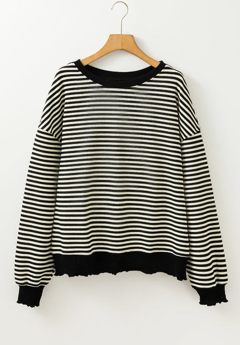 Striped Round Neck Long Sleeve Sweatshirt