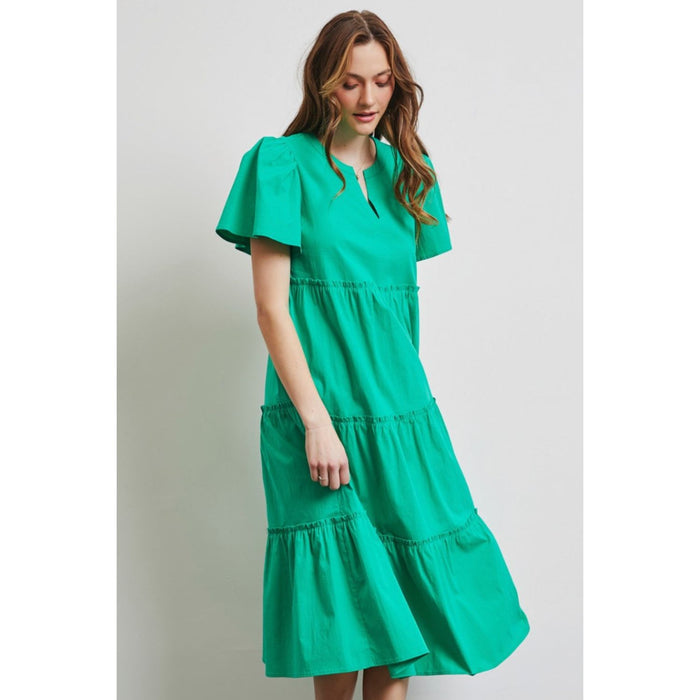 HEYSON Cotton Poplin Ruffled Tiered Midi Dress