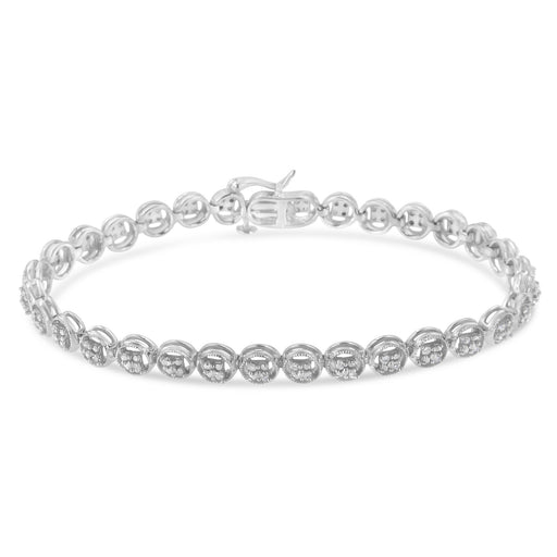 Bids.com 14K Rose Gold Over .925 Sterling Silver 1/4 Cttw Diamond 7" Open Circle Wheel Link Tennis Bracelet (I-J Color, I2-I3 Clarity) Bracelets