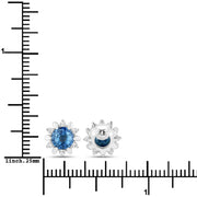 Bids.com 1.87 Carat Genuine Blue Sapphire and White Diamond 14K White Gold Earrings Earrings