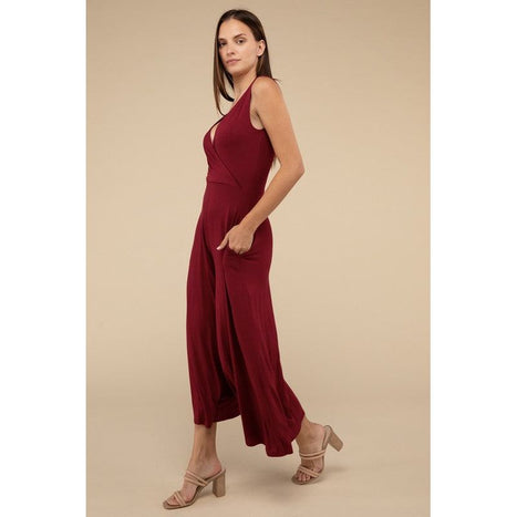 Surplice Neckline Sleeveless Jumpsuit